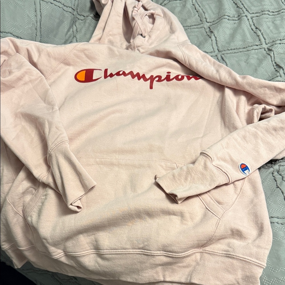 Champion Light Pink Hoodie with Logo